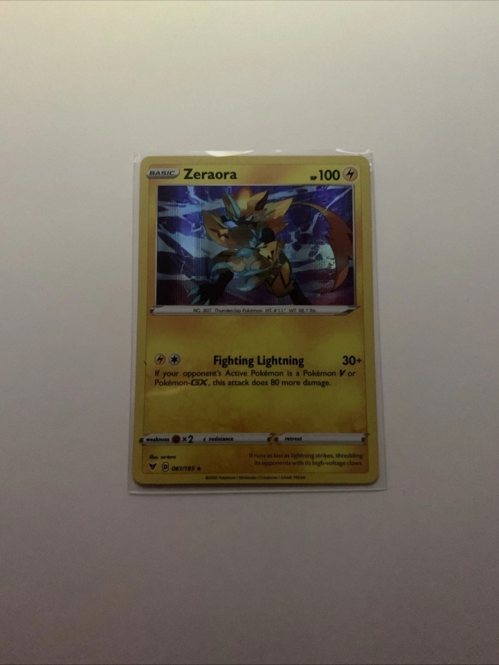 Pokemon Zeraora Holo Card - Yellow & Blue Artwork